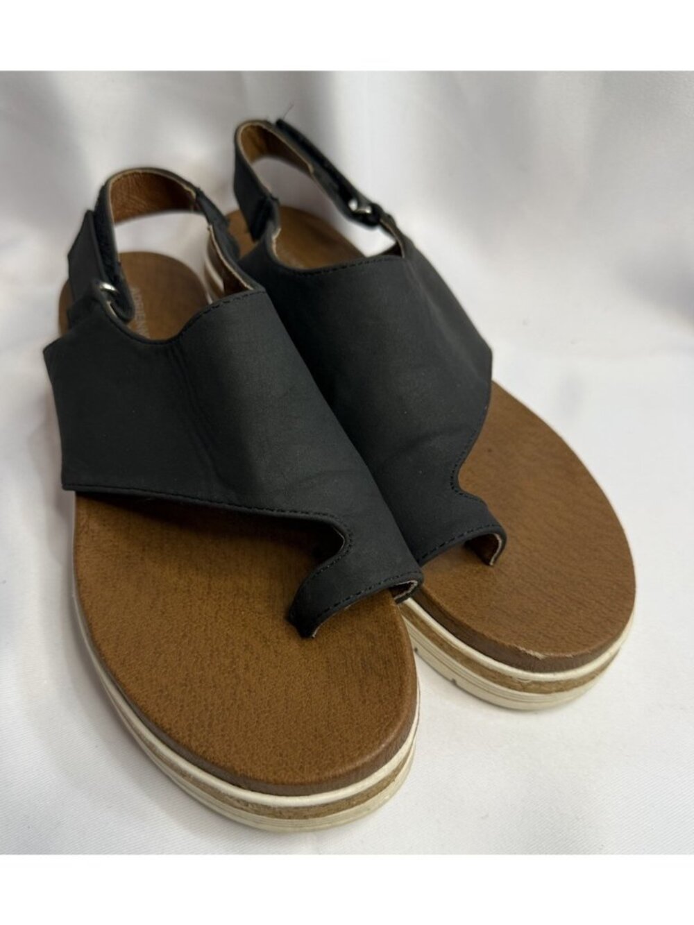 Adrienne Vittadini Size 7.5 Women’s Black Sandals Platform Cork Shoes Summer *FT